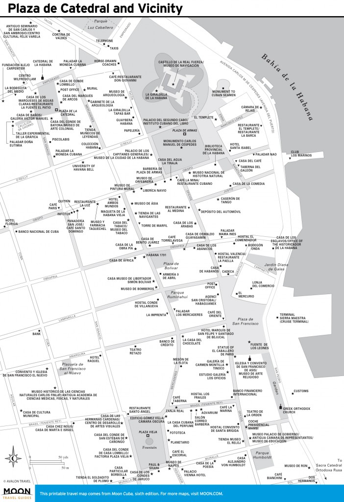 Travel map of Plaza de Catedral and Vicinity, Cuba