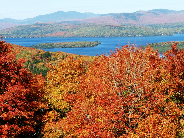 The Rangeley Lakes National Scenic Byway provides dazzling views of fall foliage.