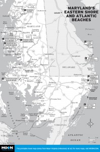 Map of Maryland's Eastern Shore and Atlantic Beaches