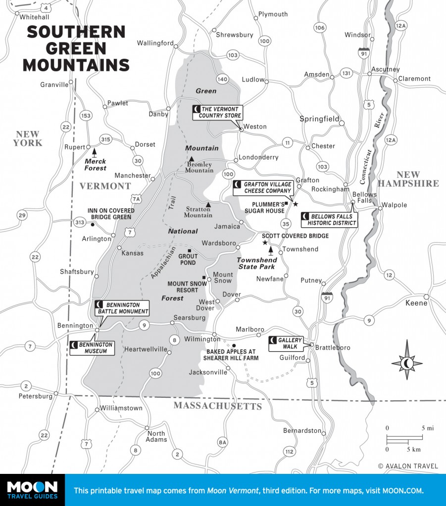 Map of Southern Green Mountains, Vermont