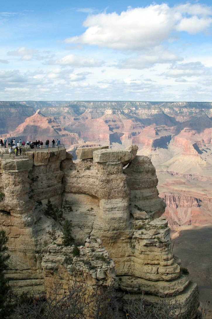 View of the striated rock of the Grand Canyon.