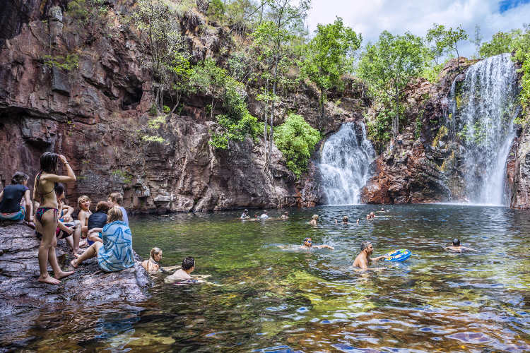Swimming at Florence Falls in Top End’s Litchfield National Park. Image by Manfred Gottschalk / Getty Images