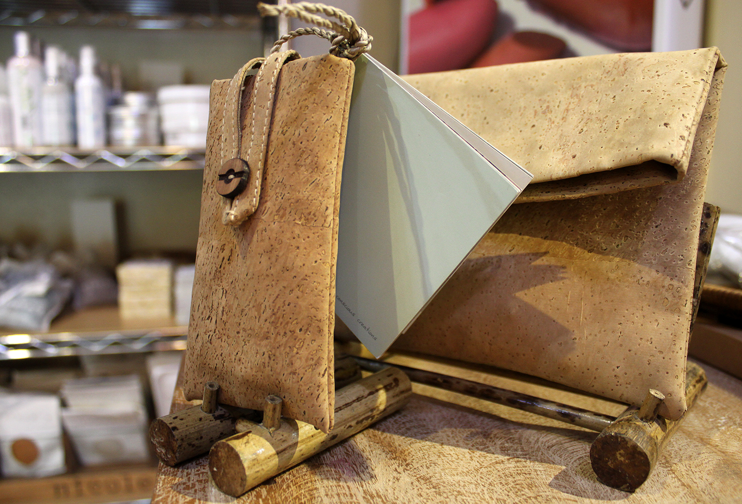 Sustainable vegan bags by ONO Creations at Earth Café. Image by Samantha Chalker / Lonely Planet