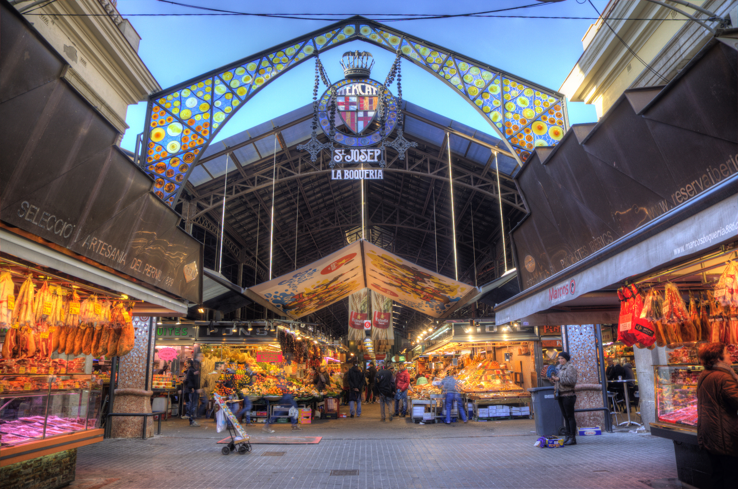 Pure foodie heaven in the heart of Barcelona: La Boqueria market. Image by Luis Davilla / Photolibrary / Getty
