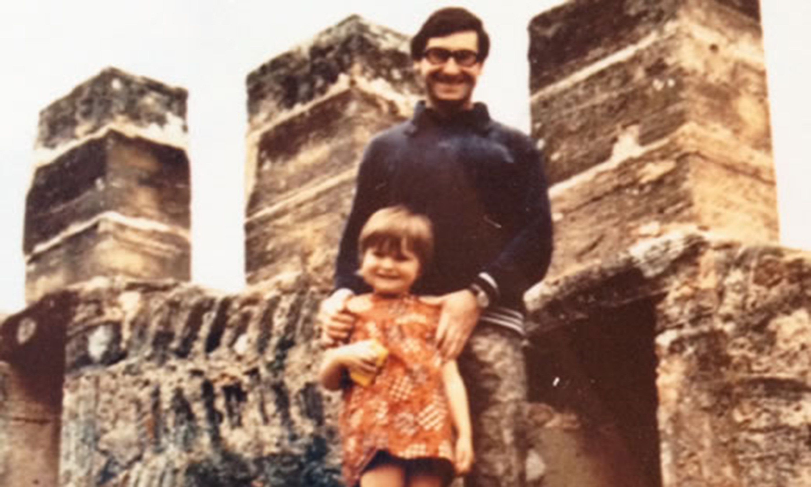 Annabel and her dad in Italy