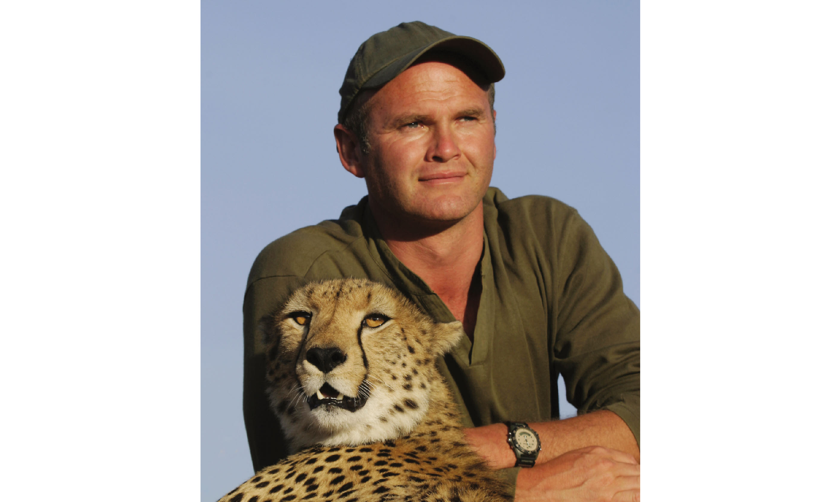 Simon King with Toki the cheetah (Supplied: Simon King)