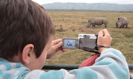 Joe snapping white rhino in Oserian Wildlife Sanctuary (William Gray)