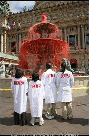 Paris Fountain Turns Blood Red for Dexter