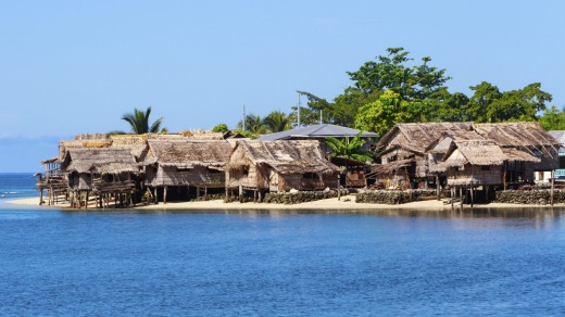 Traditional thatched houses in Auki.
