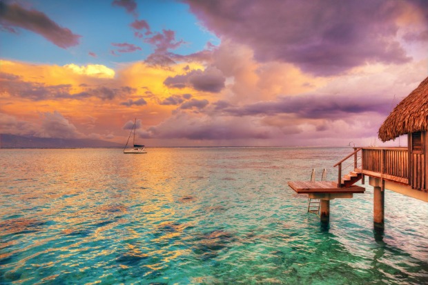 The dreamy thatched hut on stilts hovering over the lagoon was 'invented' in Moorea by a trio of Californian guys, known ...