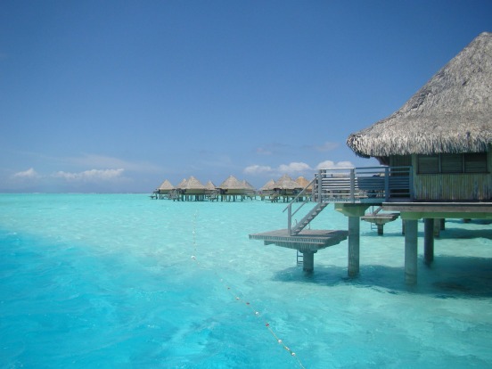 Bora Bora's blue lagoon.