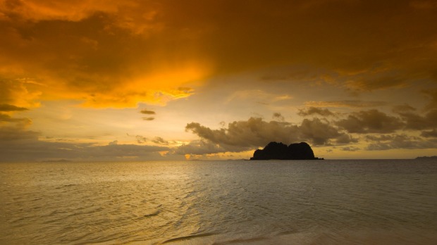 Sunset over Vomo Island, Fiji.