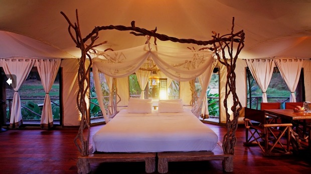 Despite the bizarre juxtaposition of an African safari-style luxury tent on a tiddly Thai island, the Private Beach ...