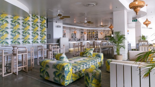 Oceans Dining and Drinks has an upmarket beach shack vibe.