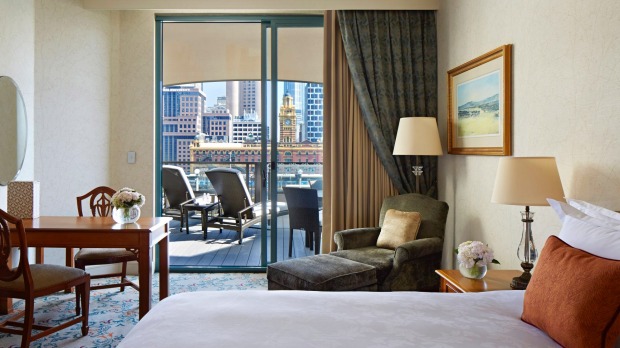 A balcony room at The Langham, Melbourne.