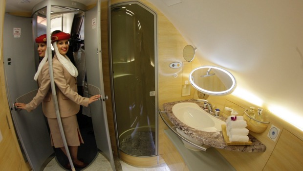 There are two shower spas at the front of the Emirates A380 for first class passengers only.