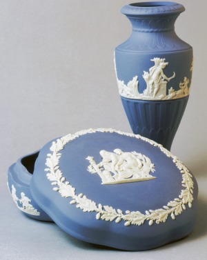 A vase and box from Wedgwood's distinctive Jasper Conran series.