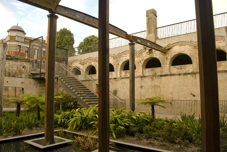 Looking back towards the Oxford Street entrance to the Paddington Reservoir Gardens through the Victorian fern garden.