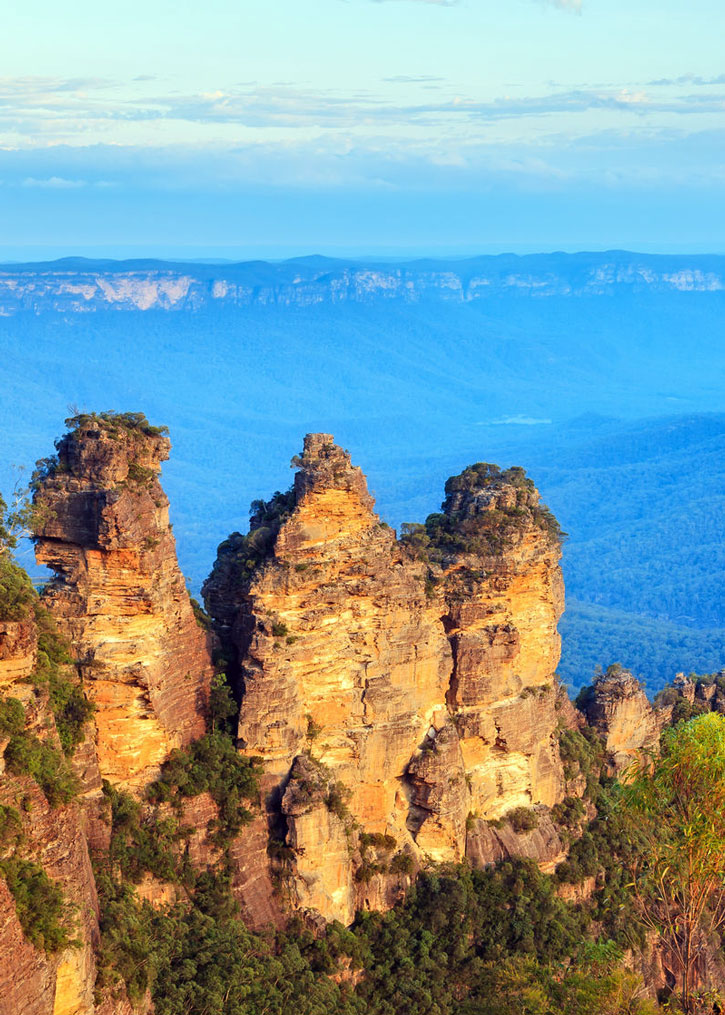 The Three Sisters rock formation in Australia's Blue Mountains National Park.