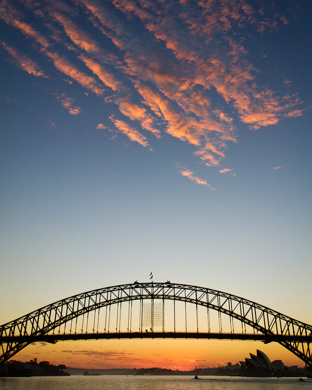 Get superb photo opportunities with a walk across the Sydney Harbour Bridge. 