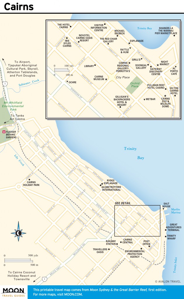 Travel map of Cairns, Australia