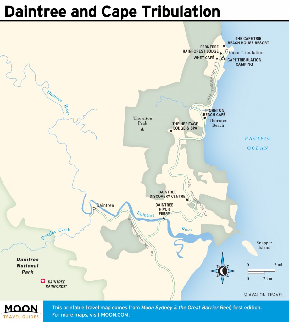Travel map of Daintree and Cape Tribulation, Australia