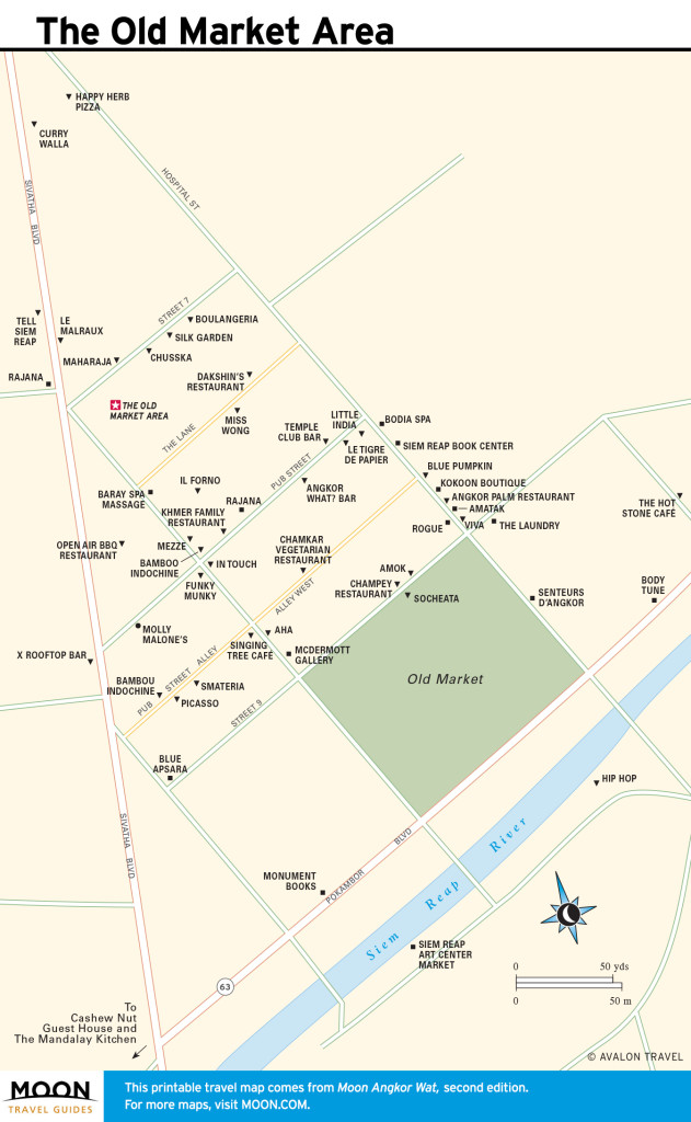 Map of Angkor Wat, Siem Reap Old Market Area