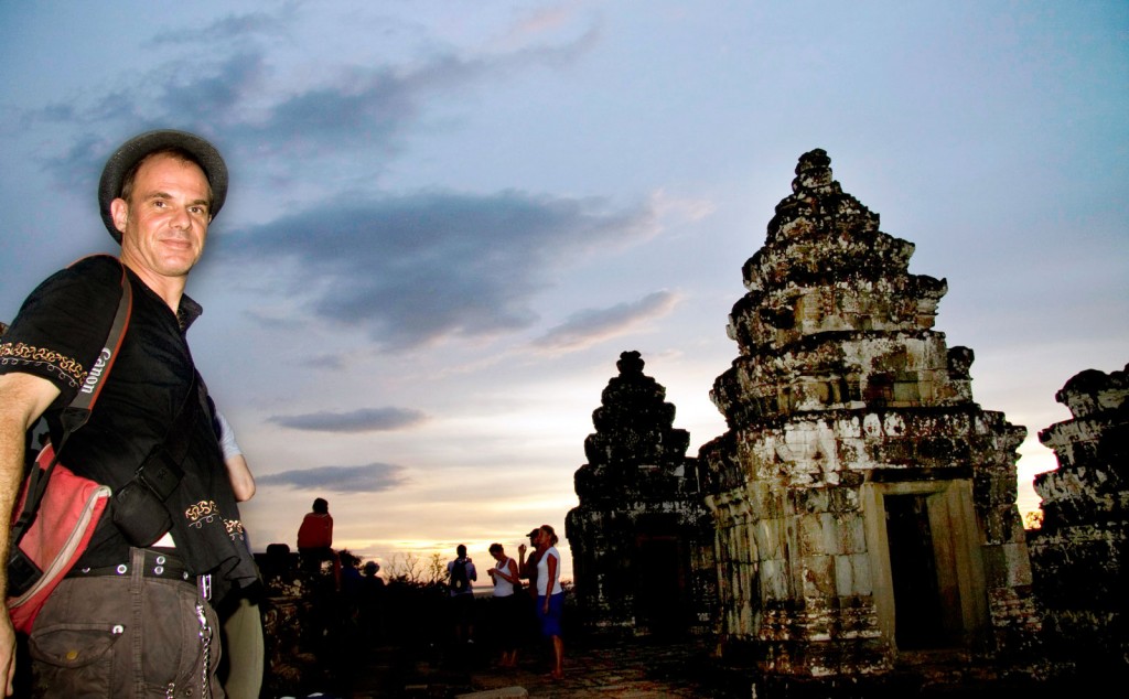 Author Tom Vater at the Angkor Archaeological Park at dusk.