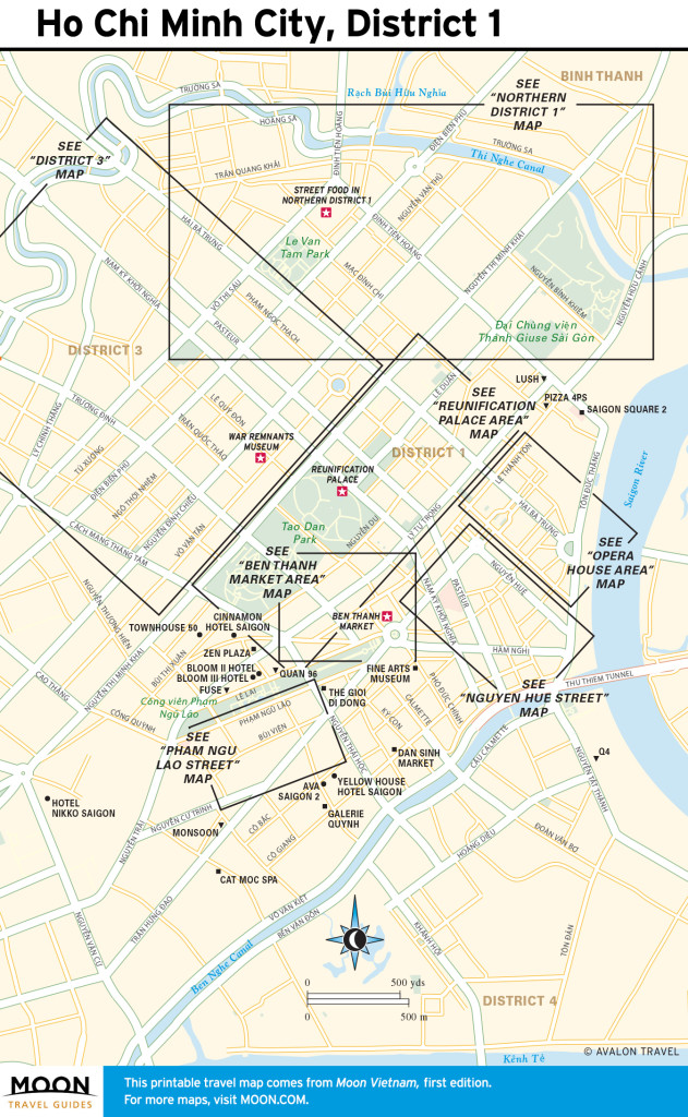 Travel map of Ho Chi Minh City, District 1 in Vietnam
