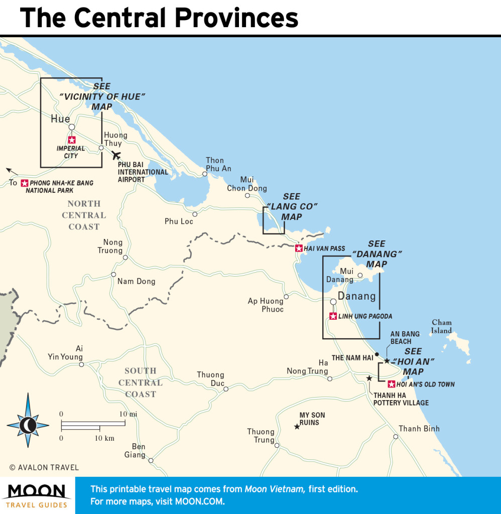 Travel map of The Central Provinces in Vietnam