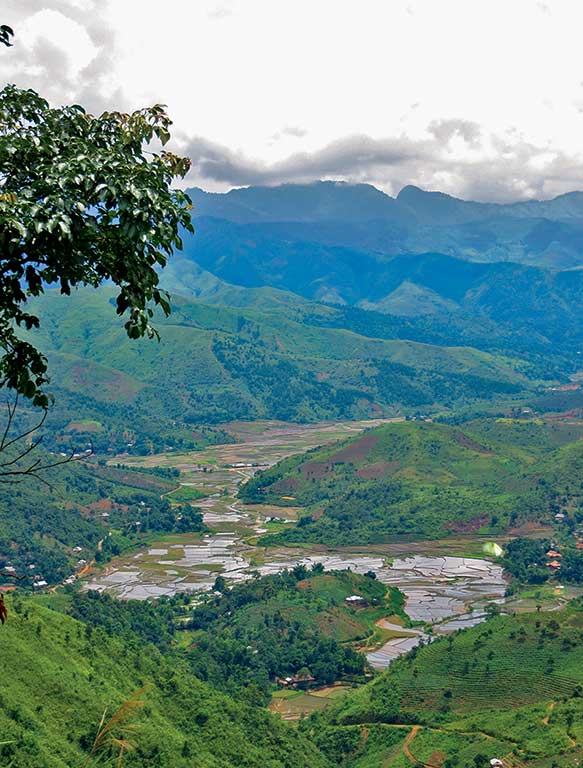 Vietnam's northwest region is awash with soaring mountains and verdant river valleys. Photo © Dana Filek-Gibson.