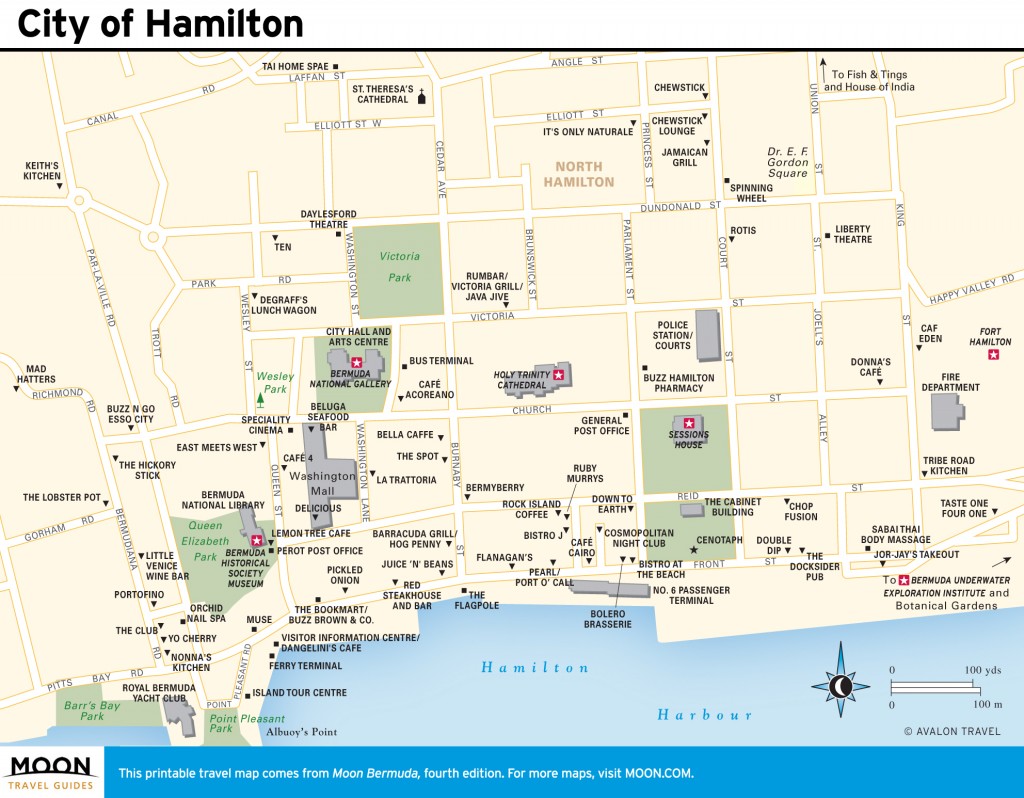 Travel map of City of Hamilton, Bermuda