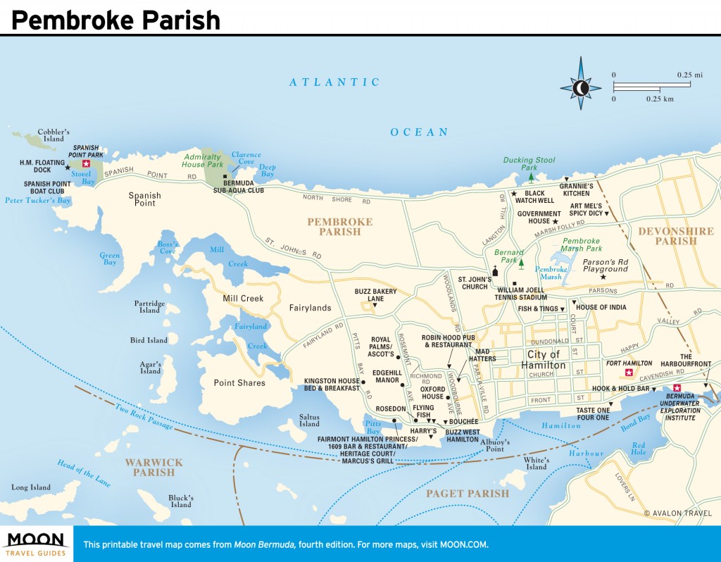 Travel map of Pembroke Parish, Bermuda