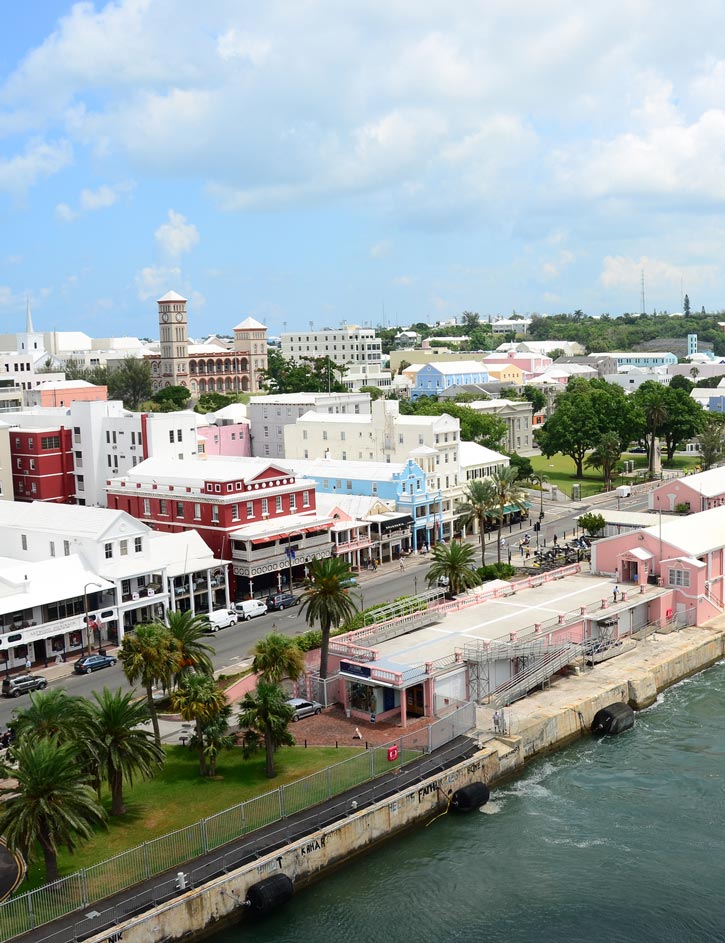 View of Front Street in Hamilton, Bermuda.