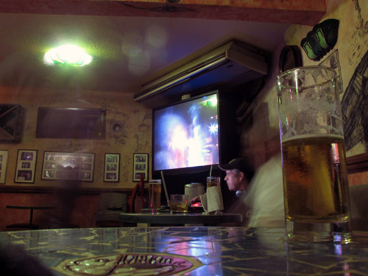 A patron enjoys drinks at La Fontana.