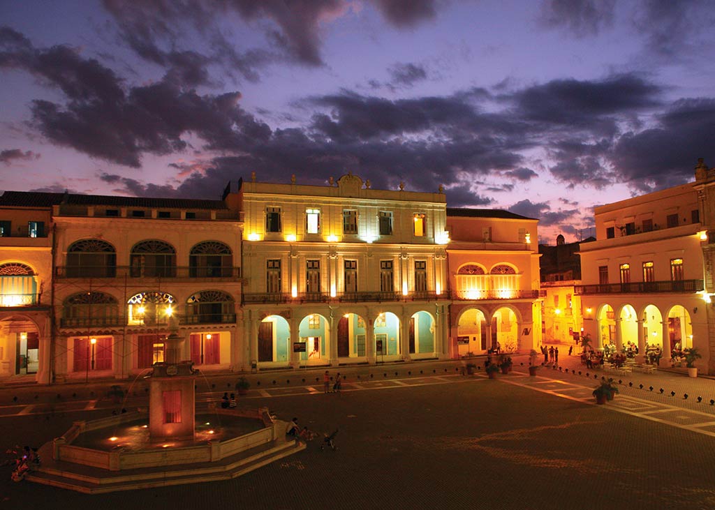 Plaza Vieja at night. Photo © Christopher P. Baker.