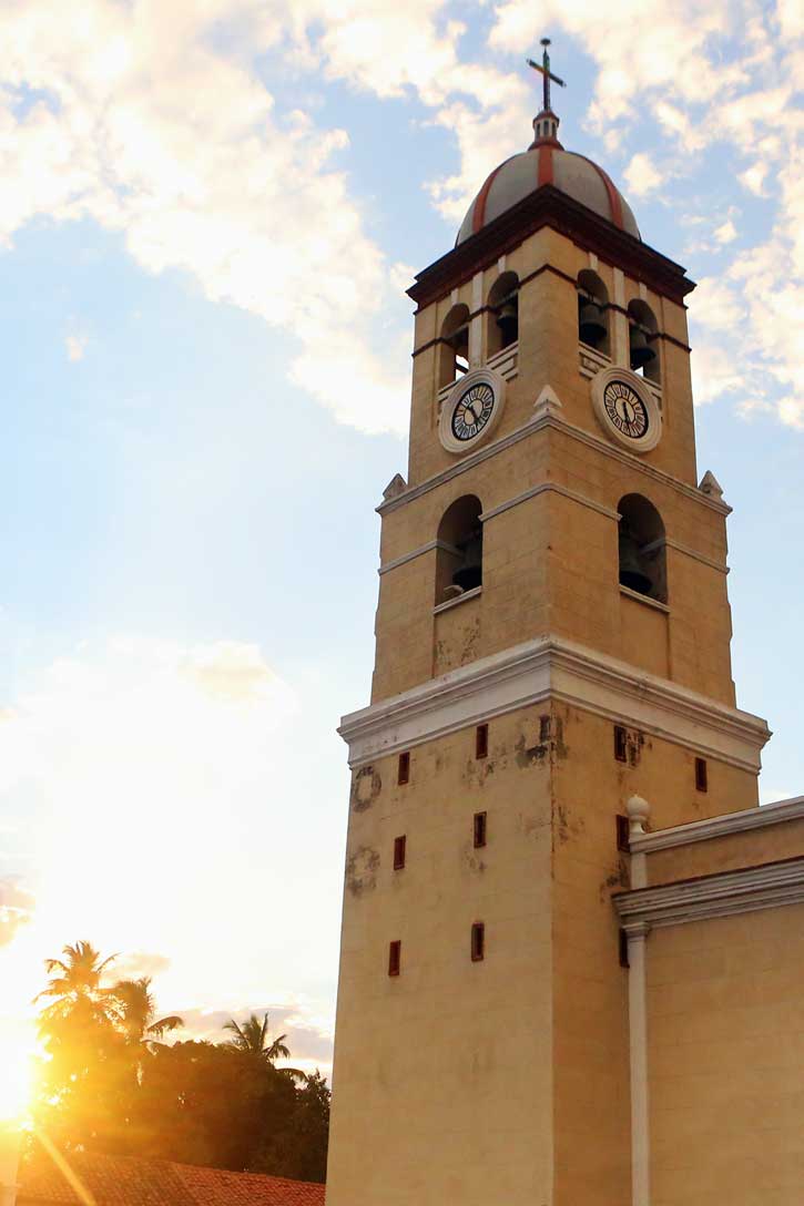 Church steeple and clocktower in Bayamo, Cuba.