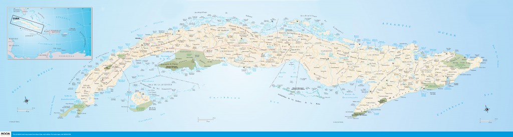Travel map of Cuba.