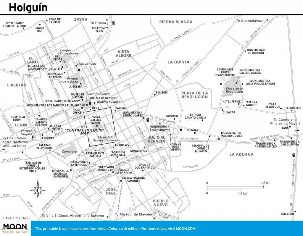 Travel map of Holguín, Cuba