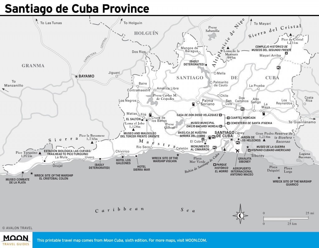 Travel map of Santiago de Cuba Province