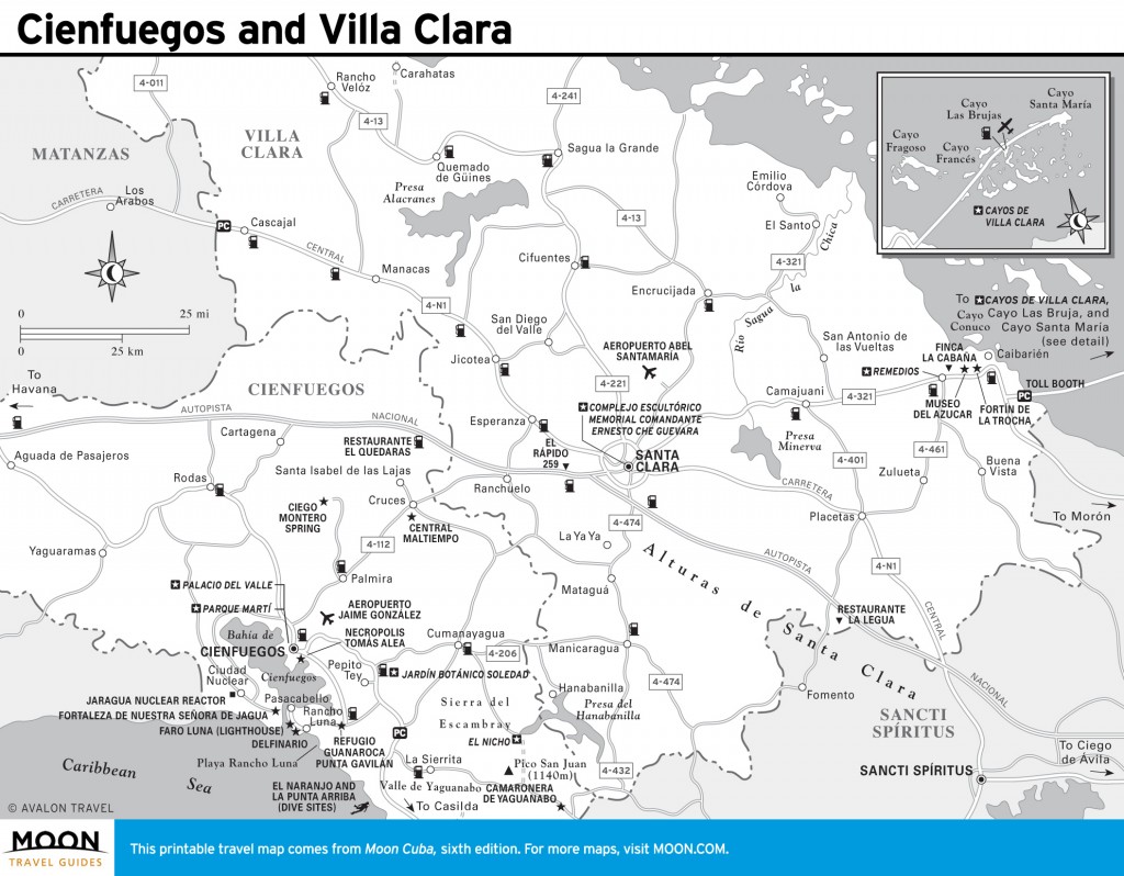 Travel map of Cienfuegos and Villa Clara, Cuba