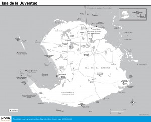 Travel map of Isla de la Juventud, Cuba