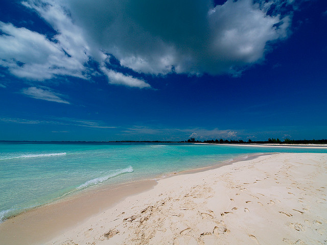 Gentle waves wash up on Playa Paradiso in Cuba.