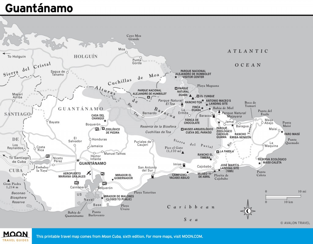 Travel map of Guantánamo, Cuba