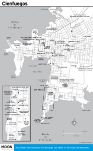 Travel map of Cienfuegos, Cuba