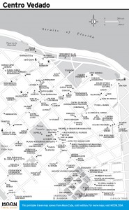 Travel map of Centro Vedado, Cuba