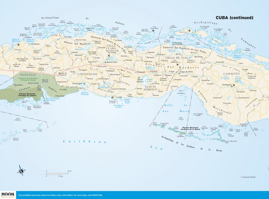 Travel map of Cuba (central).