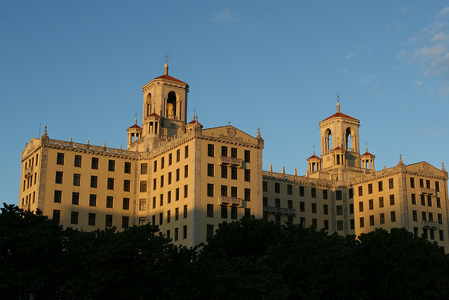 View up towards the palatial Hotel Nacional late in the day.