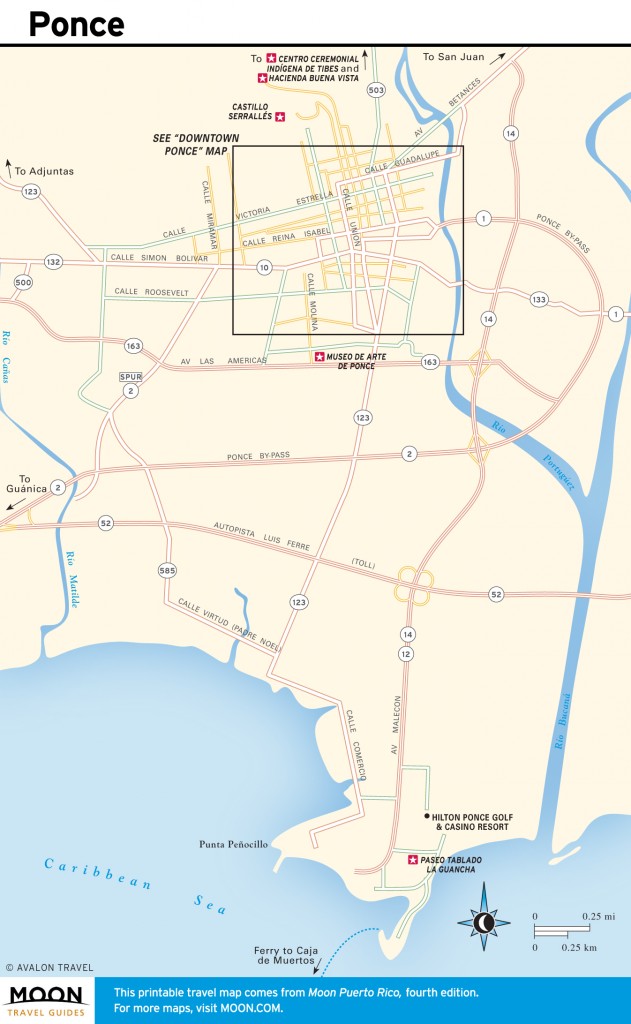 Travel map of Ponce, Puerto Rico