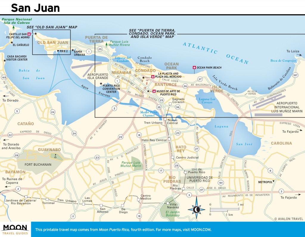 Travel map of San Juan, Puerto Rico